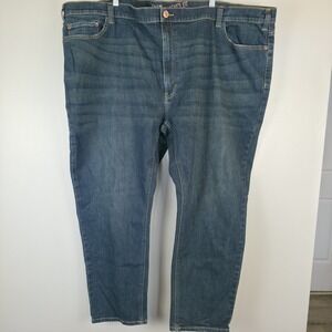 True Nation Jeans Mens 50x30 Dark Blue Relaxed Fit Blue Denim Five Pocket.B43